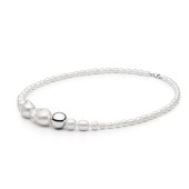 Colier perle naturale albe 45 cm si bilă argint DiAmanti 254-112-G